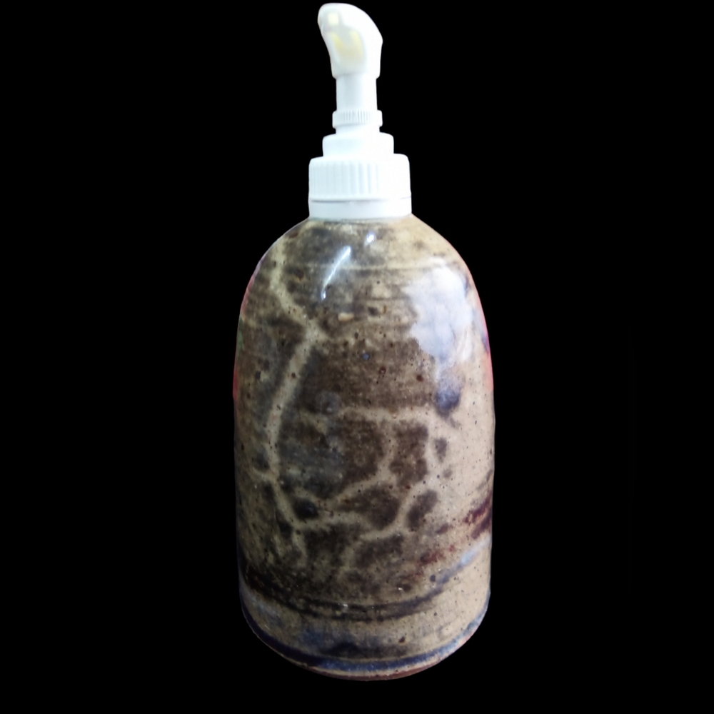 Artist signed pottery soap dispenser